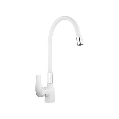 Смеситель Frap F4453-03 для кухни гибкий излив белый