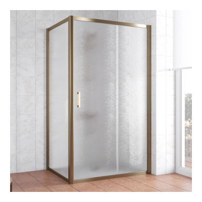 Душевой уголок Vegas Glass ZP+ZPV 100*80 05 02 профиль бронза, стекло шиншилла
