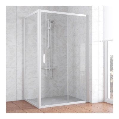 Душевой уголок Vegas Glass ZP+ZPV 130*80 01 01 профиль белый, стекло прозрачное