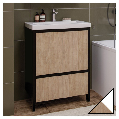 Тумба с раковиной Velvex Klaufs 60.2D.1Y белая, шатанэ, напольная
