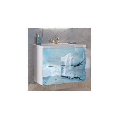 Тумба с раковиной Marka One Lacio 80П blue marble