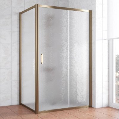 Душевой уголок Vegas Glass ZP+ZPV 120*80 05 02 профиль бронза, стекло шиншилла