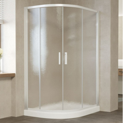 Душевой уголок Vegas Glass ZS-F 120*110 01 02 профиль белый, стекло шиншилла