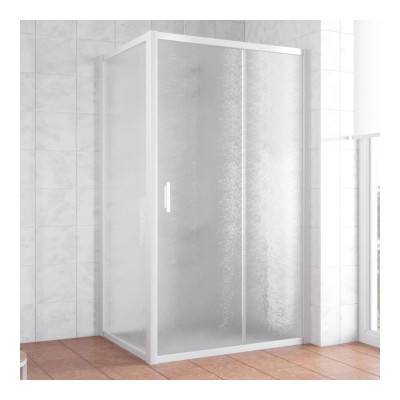 Душевой уголок Vegas Glass ZP+ZPV 100*90 01 02 профиль белый, стекло шиншилла