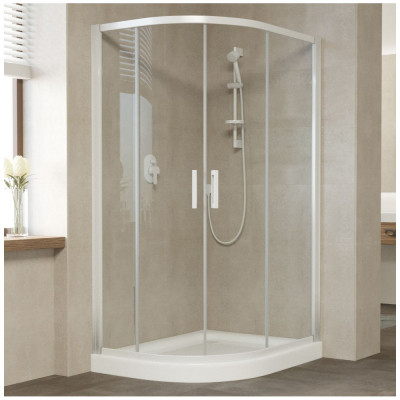 Душевой уголок Vegas Glass ZS-F 110*100 01 01 профиль белый, стекло прозрачное
