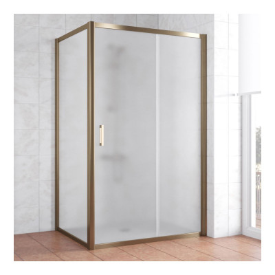 Душевой уголок Vegas Glass ZP+ZPV 130*80 05 10 профиль бронза, стекло сатин