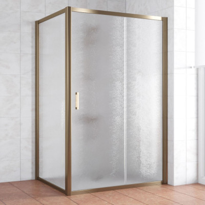 Душевой уголок Vegas Glass ZP+ZPV 140*80 05 02 профиль бронза, стекло шиншилла