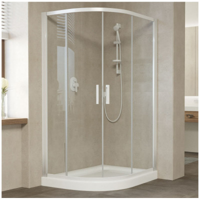 Душевой уголок Vegas Glass ZS-F 120*80 01 01 профиль белый, стекло прозрачное