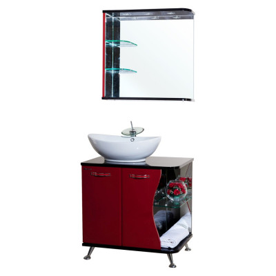 Мебель для ванной Bellezza Рио 70 L красная с черным