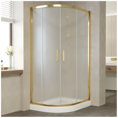 Душевой уголок Vegas Glass ZS-F 90*80 09 10 профиль золото, стекло сатин