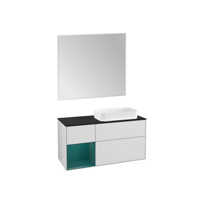 Мебель для ванной Villeroy & Boch Finion 120 glossy white, cedar matt, внутренняя подсветка, настенная подсветка