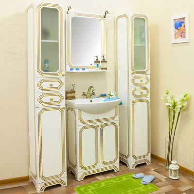 Мебель для ванной Sanflor Каир 60 белая, золотая патина