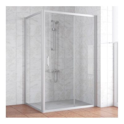 Душевой уголок Vegas Glass ZP+ZPV 140*80 07 01 профиль матовый хром, стекло прозрачное