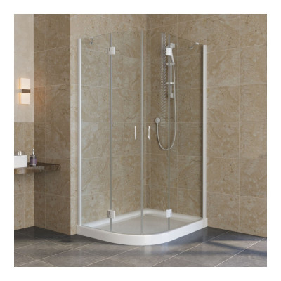 Душевой уголок Vegas Glass AFS-F Lux 110*80 01 01 R профиль белый, стекло прозрачное