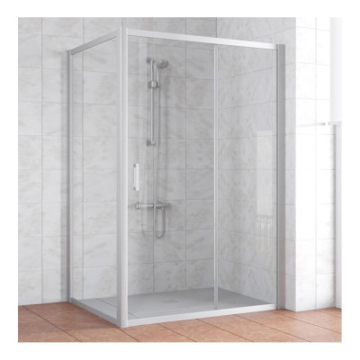 Душевой уголок Vegas Glass ZP+ZPV 140*100 07 01 профиль матовый хром, стекло прозрачное