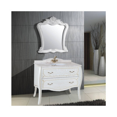 Тумба с раковиной Bellezza Грация Люкс 90 белая патина золото