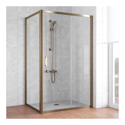 Душевой уголок Vegas Glass ZP+ZPV 120*80 05 01 профиль бронза, стекло прозрачное