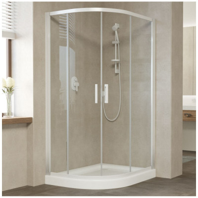 Душевой уголок Vegas Glass ZS-F 110*80 01 01 профиль белый, стекло прозрачное