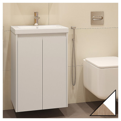 Тумба с раковиной Velvex Klaufs 50.2D белая, шатанэ, подвесная