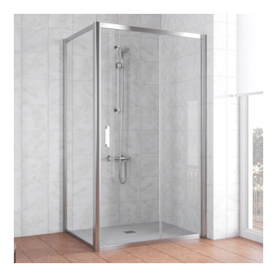 Душевой уголок Vegas Glass ZP+ZPV 110*80 08 01 профиль глянцевый хром, стекло прозрачное
