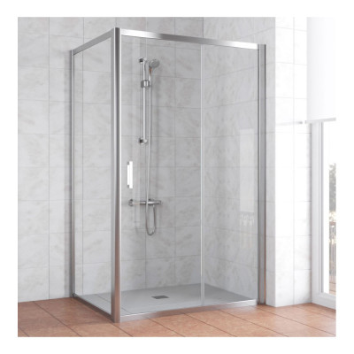 Душевой уголок Vegas Glass ZP+ZPV 130*80 08 01 профиль глянцевый хром, стекло прозрачное
