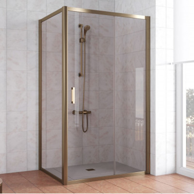 Душевой уголок Vegas Glass ZP+ZPV 110*80 05 05 профиль бронза, стекло бронза