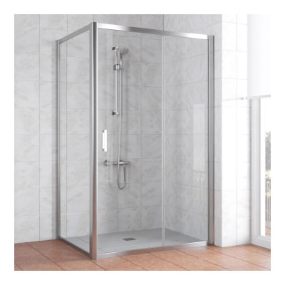 Душевой уголок Vegas Glass ZP+ZPV 120*80 08 01 профиль глянцевый хром, стекло прозрачное