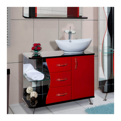Тумба с раковиной Bellezza Рио 90 R красная с черным