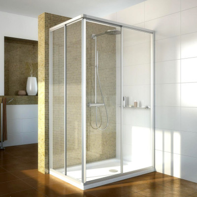 Душевой уголок GuteWetter Practic Rectan GK-422 правая 120x85 см стекло бесцветное, профиль матовый хром