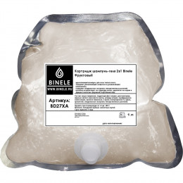 Жидкое мыло Binele BD27XA шампунь-гель 2в1 фруктовый (Блок: 6 картриджей по 1 л) с помпой
