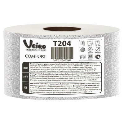 Туалетная бумага Veiro Professional Comfort T204 (Блок: 12 рулонов)