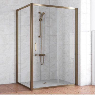 Душевой уголок Vegas Glass ZP+ZPV 140*90 05 01 профиль бронза, стекло прозрачное