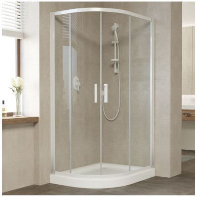 Душевой уголок Vegas Glass ZS-F 100*90 01 01 профиль белый, стекло прозрачное