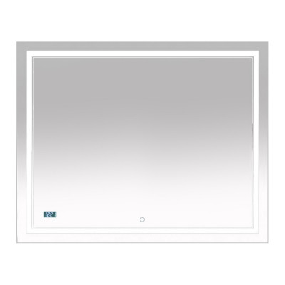 Зеркало Misty Неон 2 LED 100x80, с часами, сенсор на зеркале