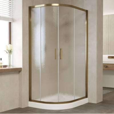 Душевой уголок Vegas Glass ZS-F 90*80 05 02 профиль бронза, стекло шиншилла